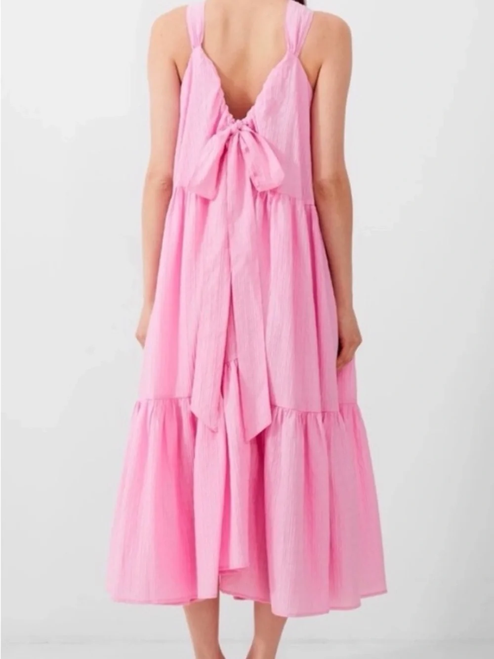 French Connection Aleska Pink Textured Midi Dress - Picture 2 of 6